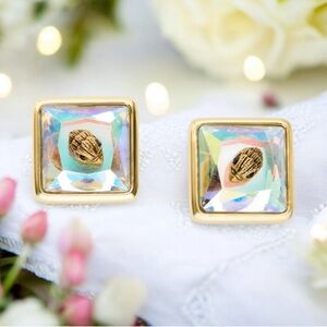 Kurt Geiger London Eagle Head Gold and Iridescent
Square Stud Earrings